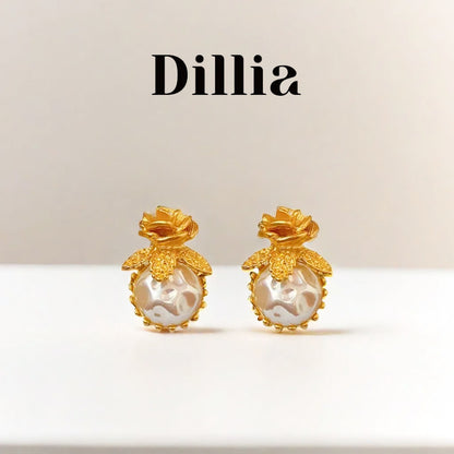 Luxurious Baroque Pearl Rosebud Earrings