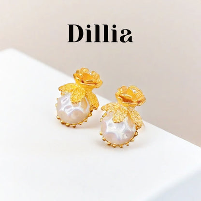 Luxurious Baroque Pearl Rosebud Earrings