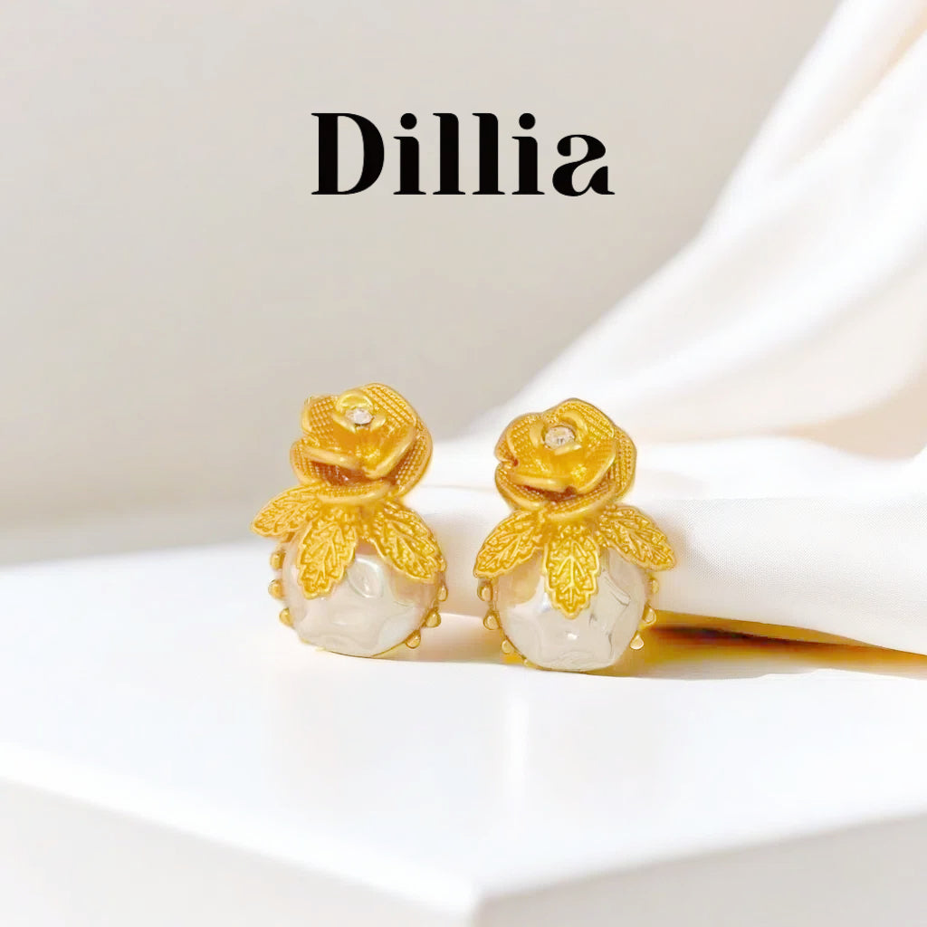 Luxurious Baroque Pearl Rosebud Earrings