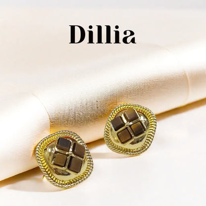 Modern Gold Geometric Square Stud Earrings