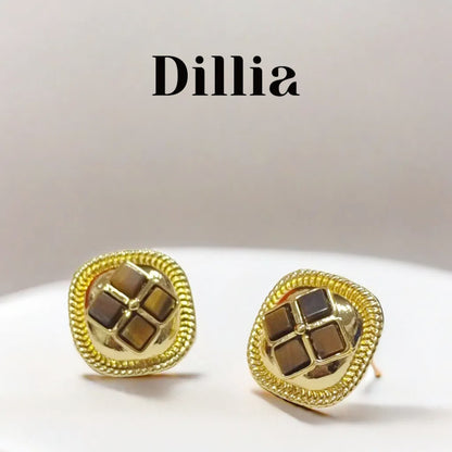 Modern Gold Geometric Square Stud Earrings