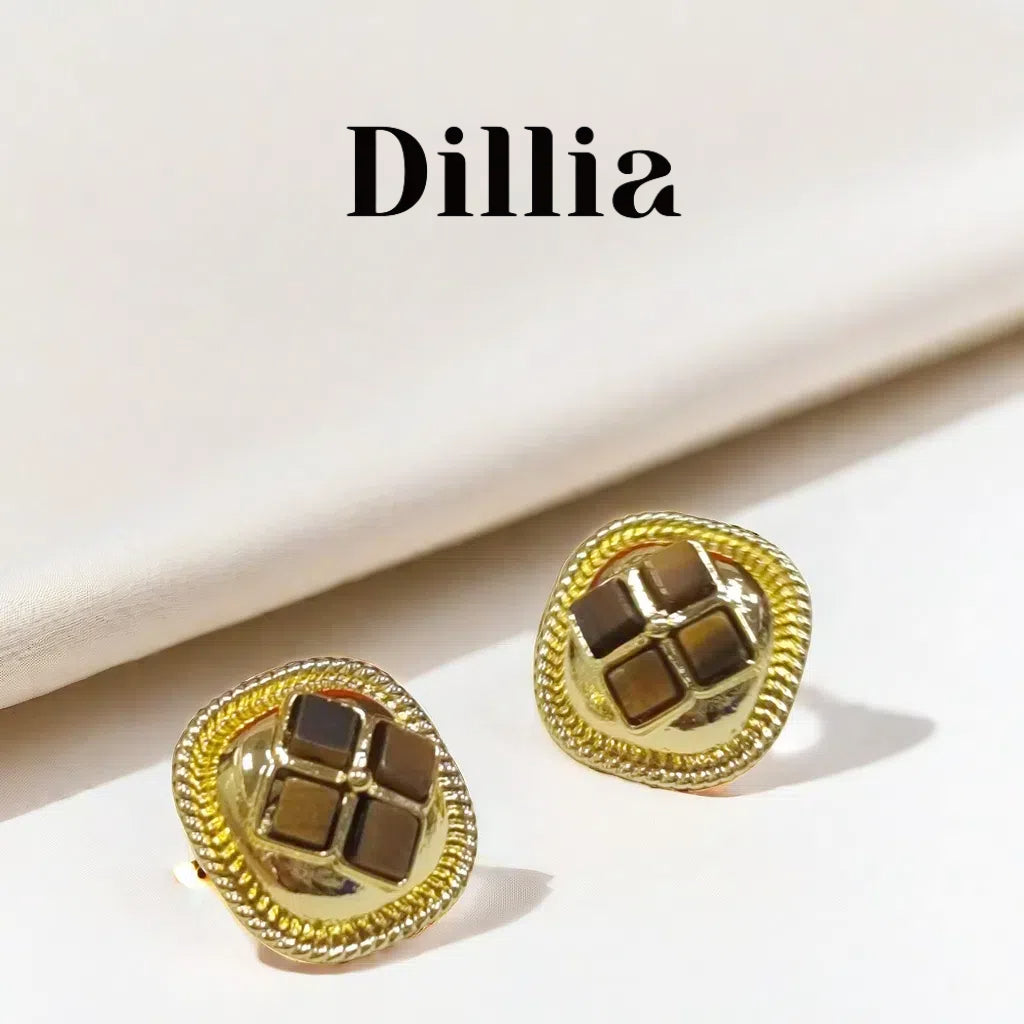 Modern Gold Geometric Square Stud Earrings