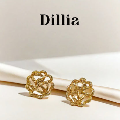 Exquisite Gold Braided Hollow Floral Stud Earrings