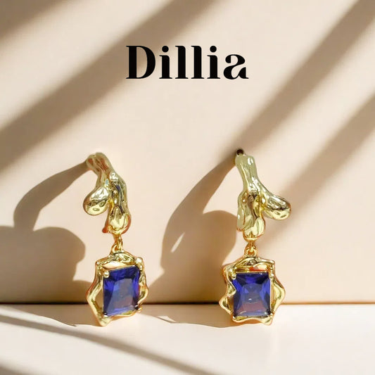 Elegant Luxury Gold Plated Glaze Stone Earrings