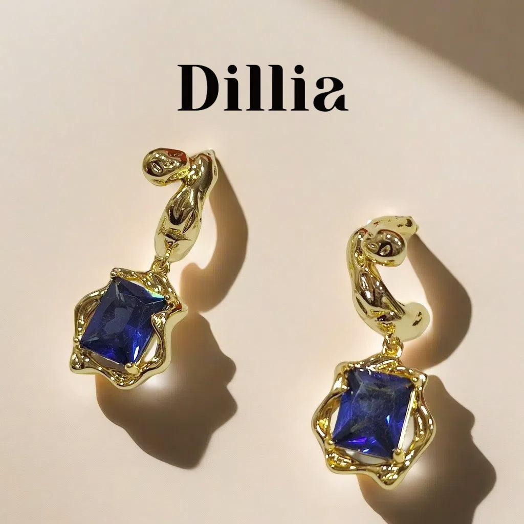Elegant Luxury Gold Plated Glaze Stone Earrings