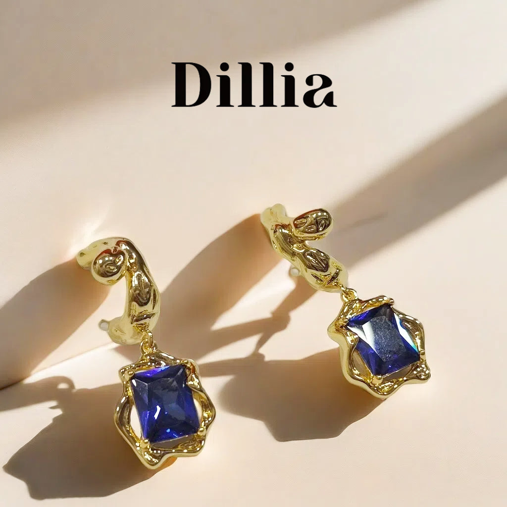 Elegant Luxury Gold Plated Glaze Stone Earrings