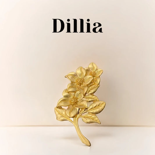 Vintage Bauhinia Gold-Plated Brooch