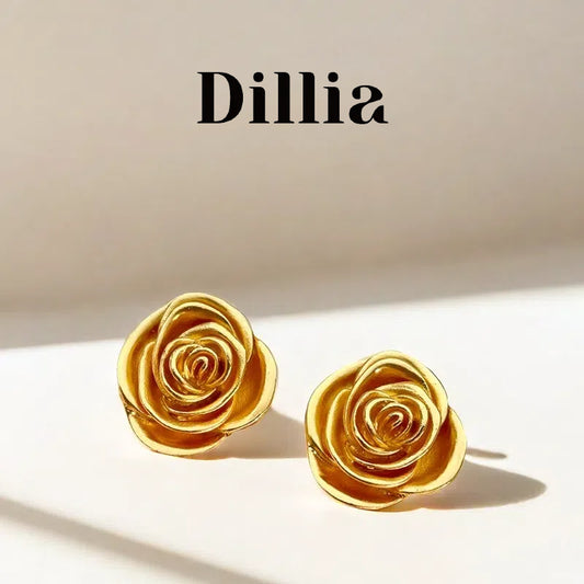 Elegant Rose Gold-Plated Stud Earrings