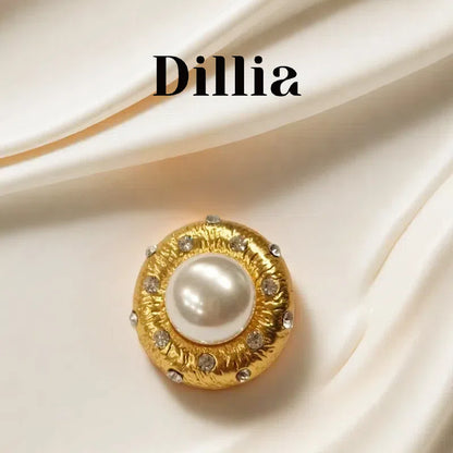 French Medieval Pearl Rhinestones Stud Earrings