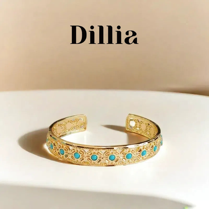 Elegant Golden Jewelry Set with Vintage Turquoise-Like Stones