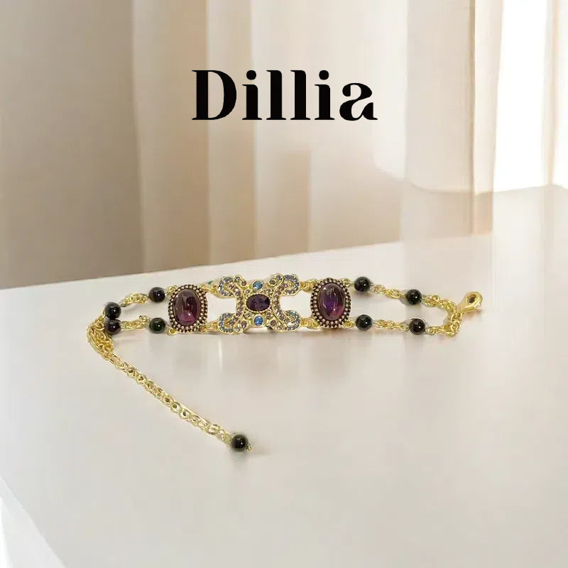 Regal Purple Glaze Stone Golden Bracelet