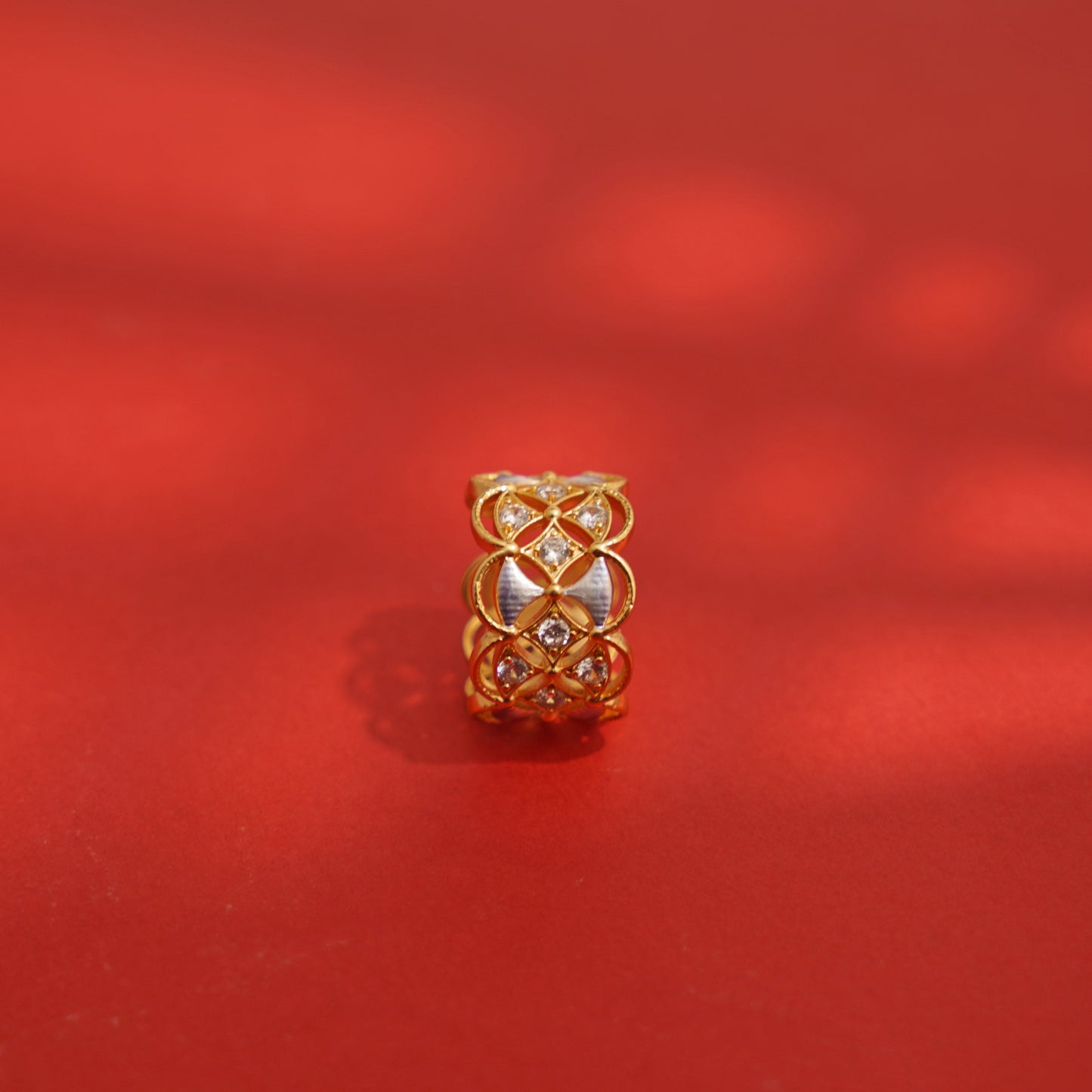 Shell Ziron Embellished Golden Open Ring