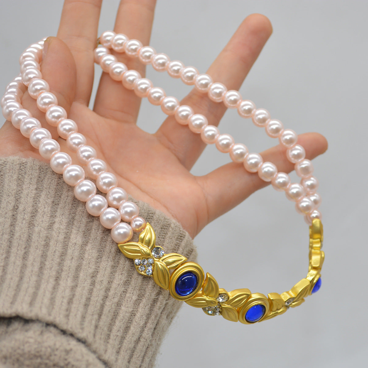 French Vintage Double-Layer Pearl Necklace