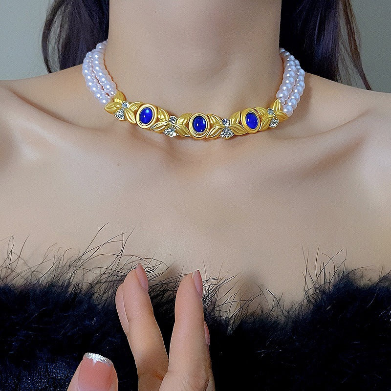 French Vintage Double-Layer Pearl Necklace