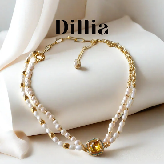 Citrine Pendant Freshwater Millet Pearl Necklace