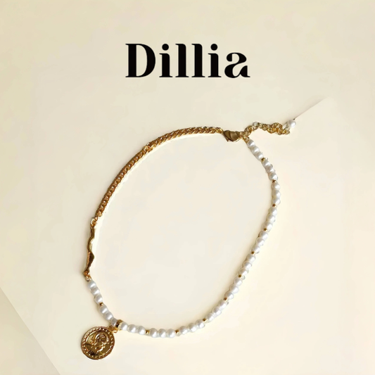 Gold Coin Pendant Freshwater Rice Pearl Necklace