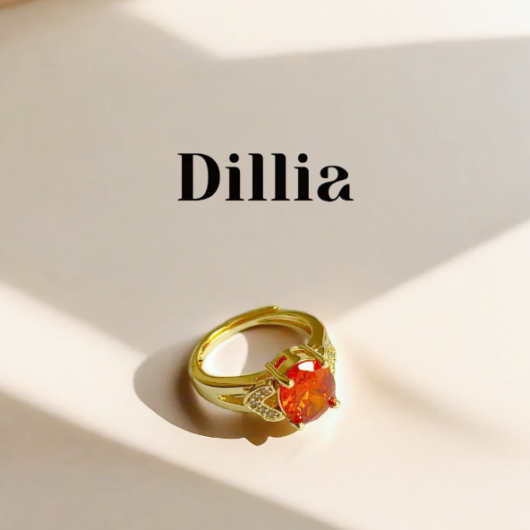 Zircon Inlaid Copper-plated Gold Open Ring